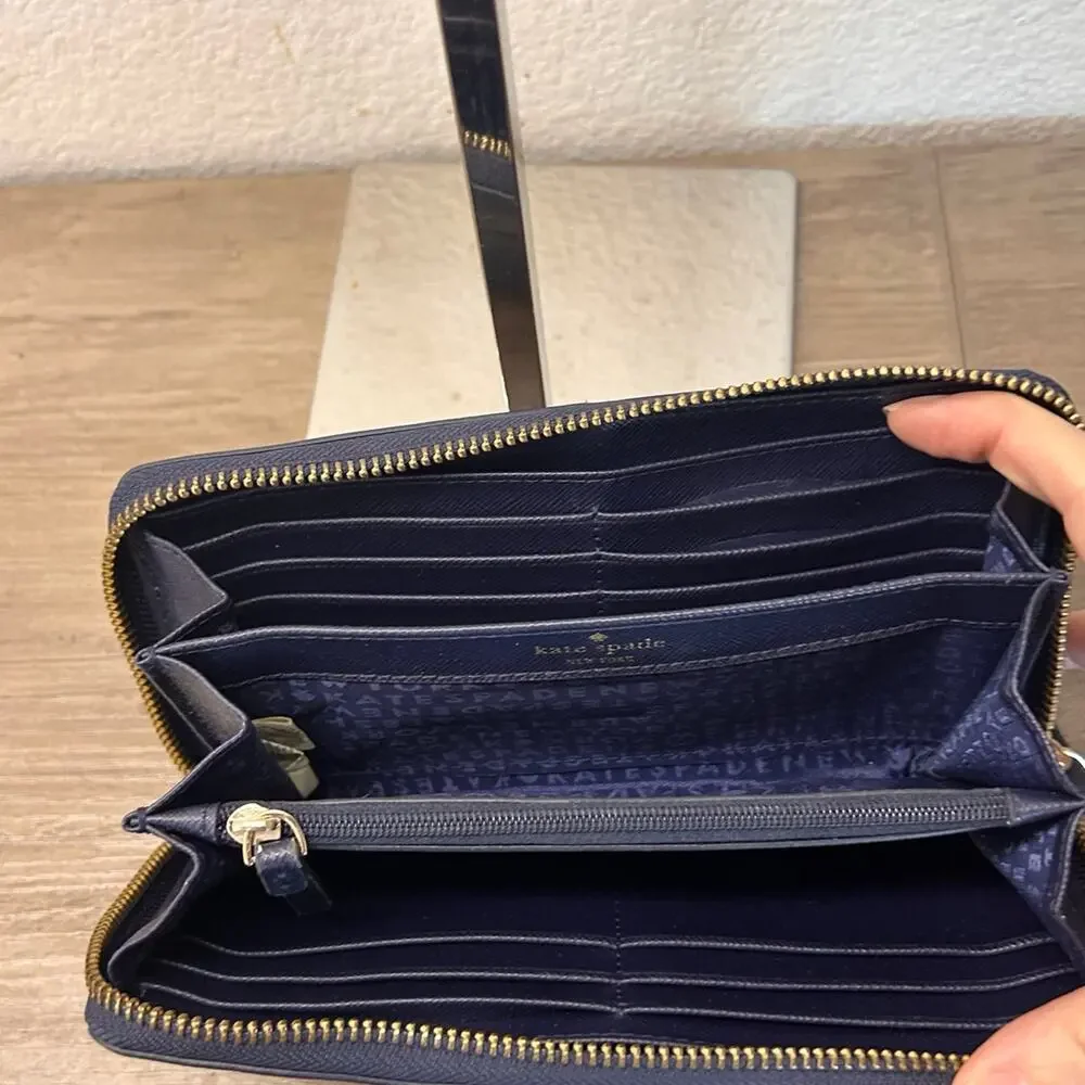 Kate Spade Leather Navy Blue Whale Wallet